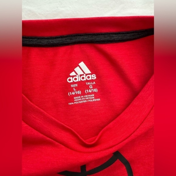 Adidas - Short Sleeve Tee - Boys Size L - Red - Picture 5 of 6